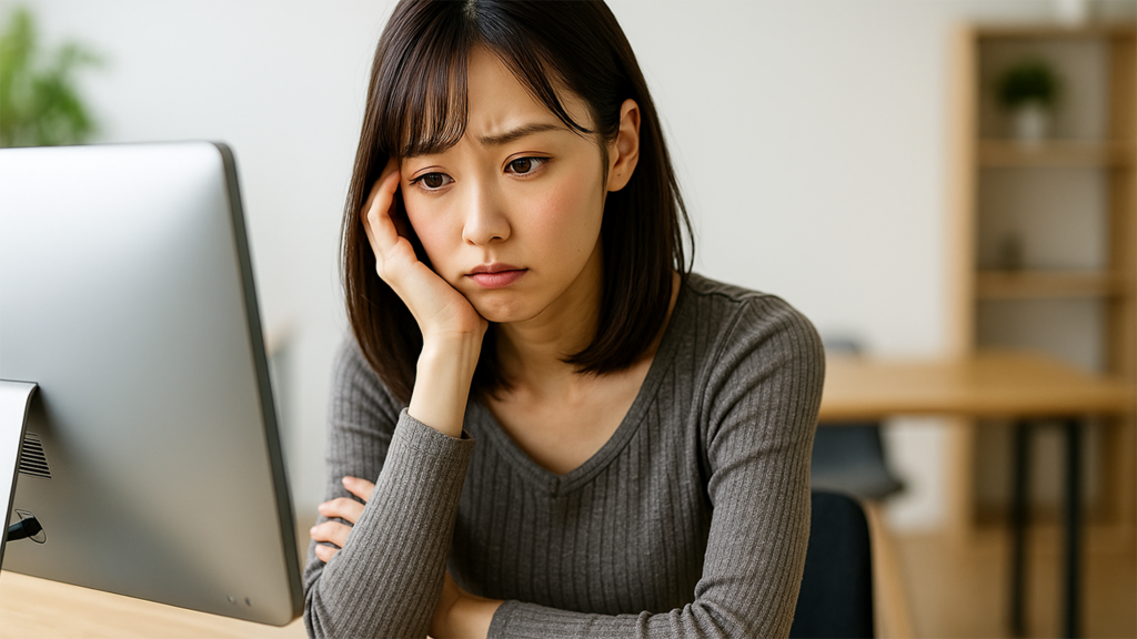 困っているWEBデザイナーの女性