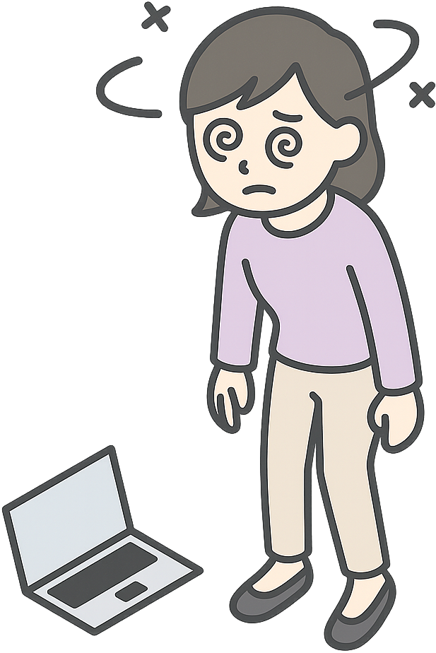 目を回しているWEBデザイナー