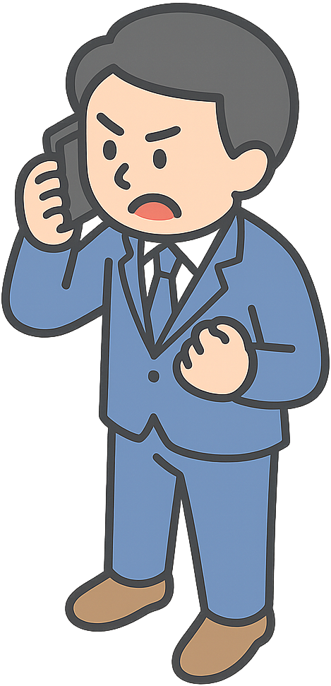 憤慨しながら電話で話しているビジネスマン
