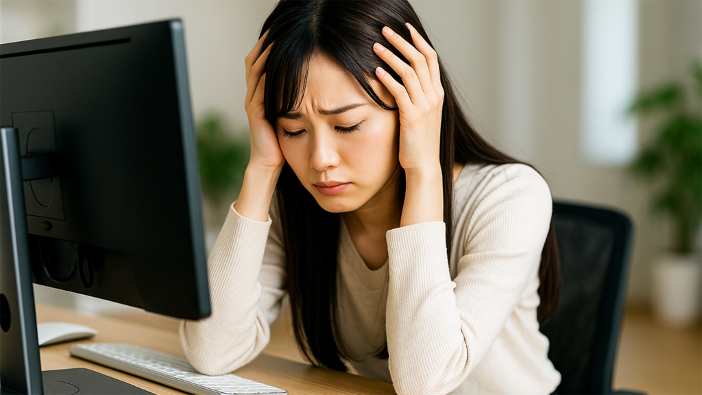頭を抱えているWEBデザイナー