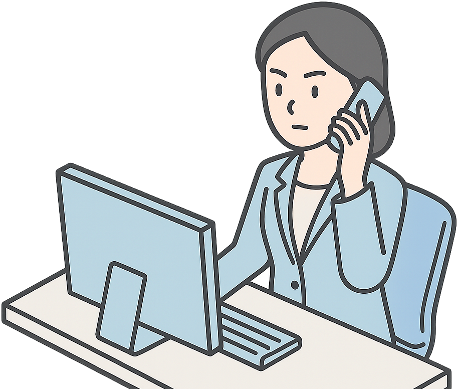 電話で話しているWEBデザイナー