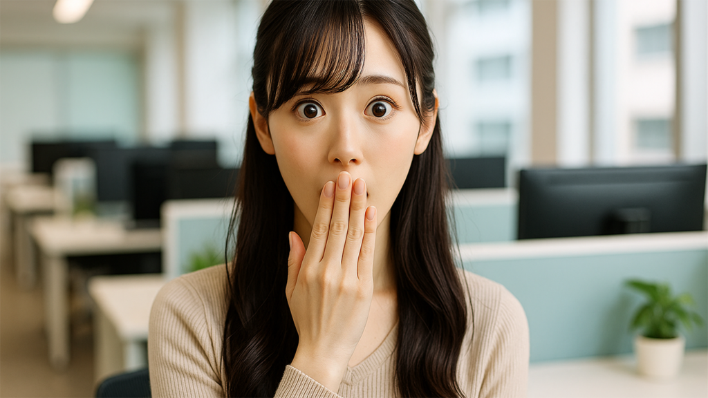 驚いているWEBデザイナーの女性