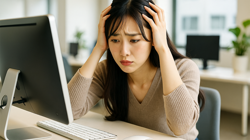 困っているWEBデザイナーの女性