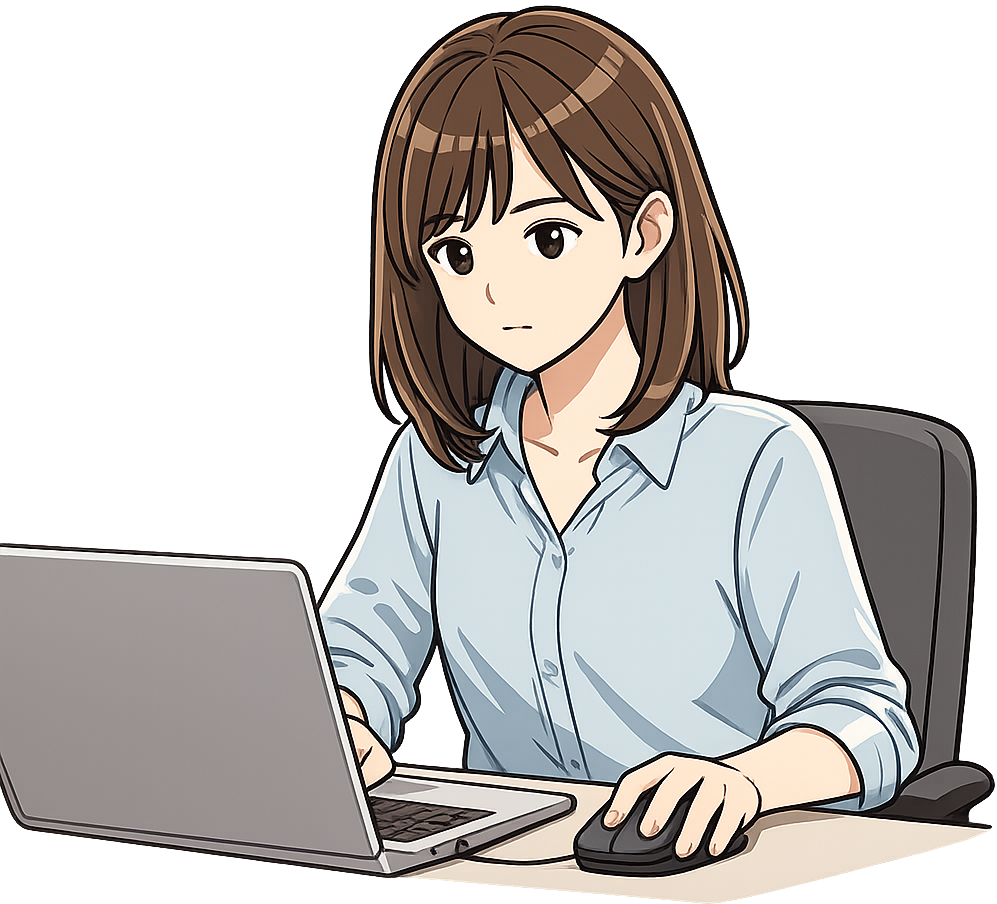 集注して仕事をしているWebデザイナーの女性