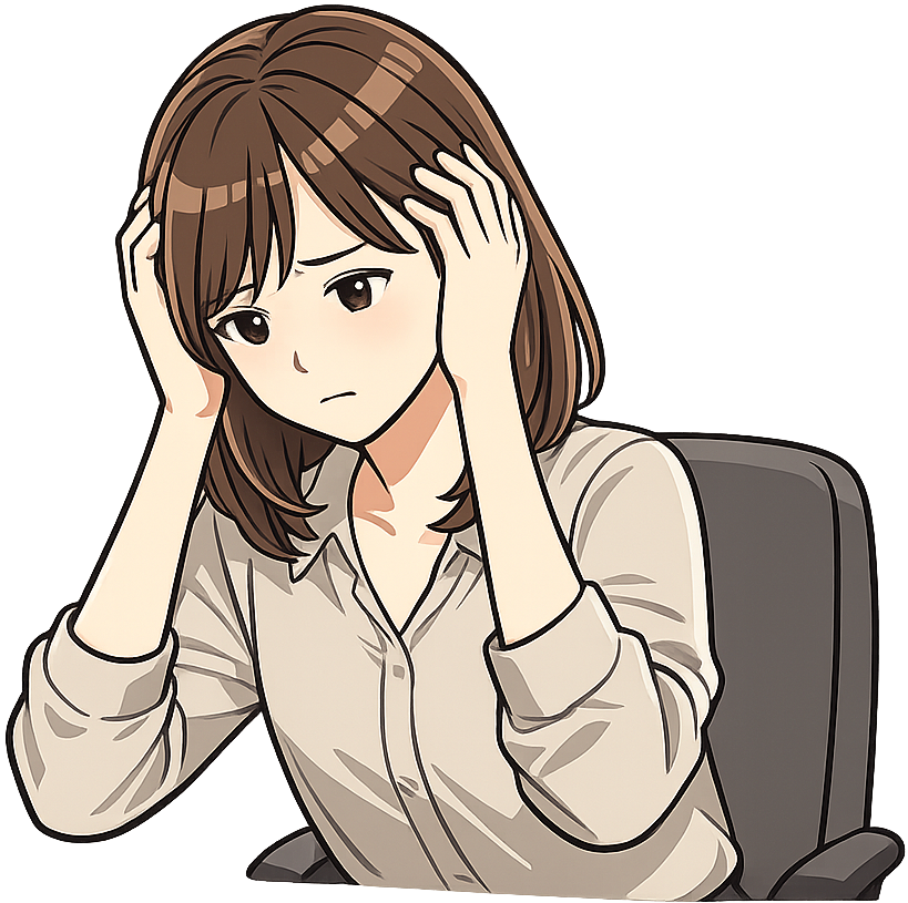 悩んでいるWebデザイナーの女性