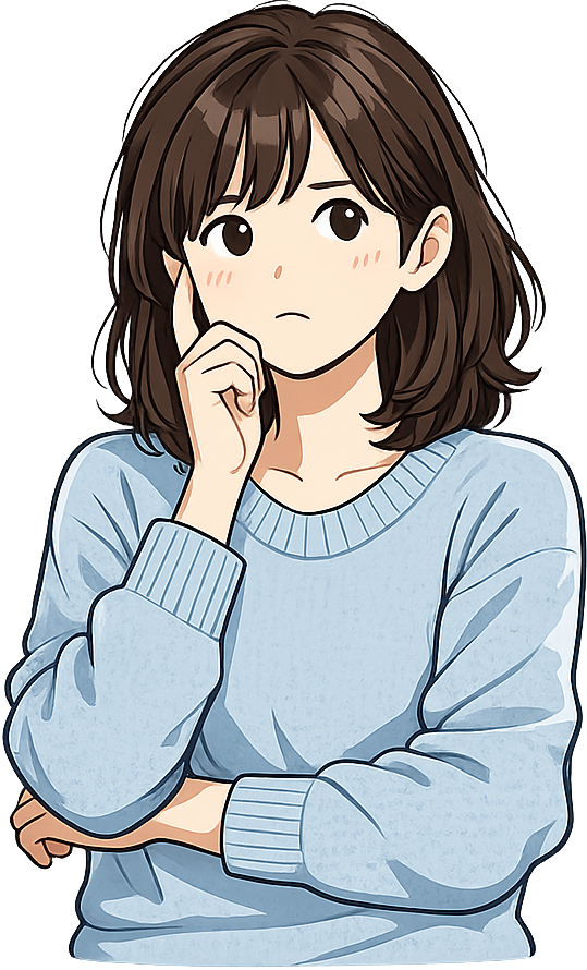 考えごとをしているWebデザイナーの女性