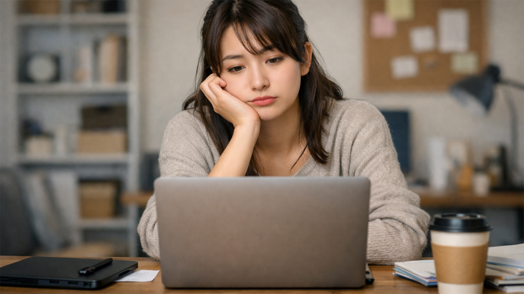 疲れているWebデザイナーの女性