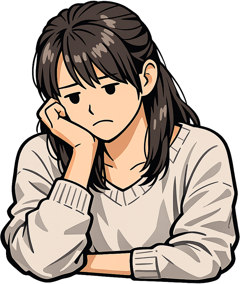 うつむいて悩んでいるWebデザイナーの女性