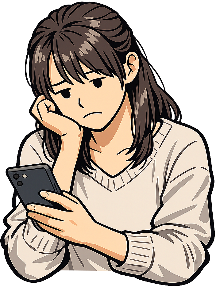 スマホを見て落胆している女性