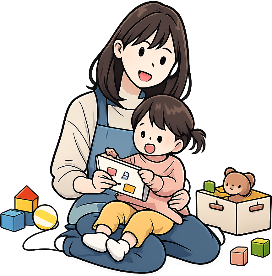 子どもの世話をしている女性