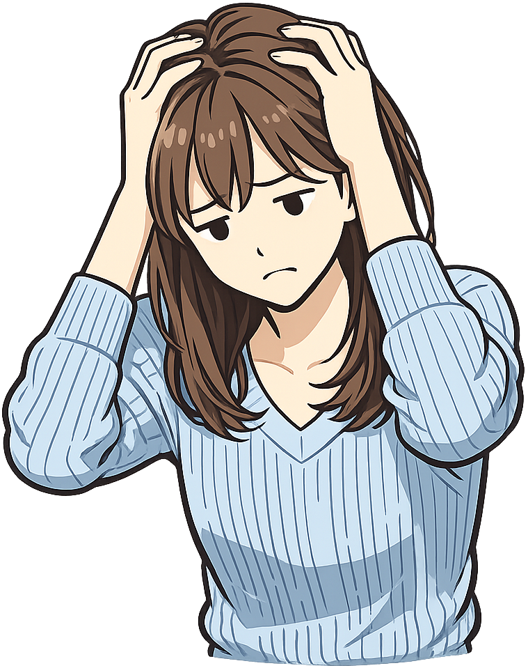 Webデザインの仕事で悩んでいる女性