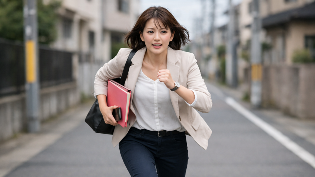 保育園のお迎えに向かう人