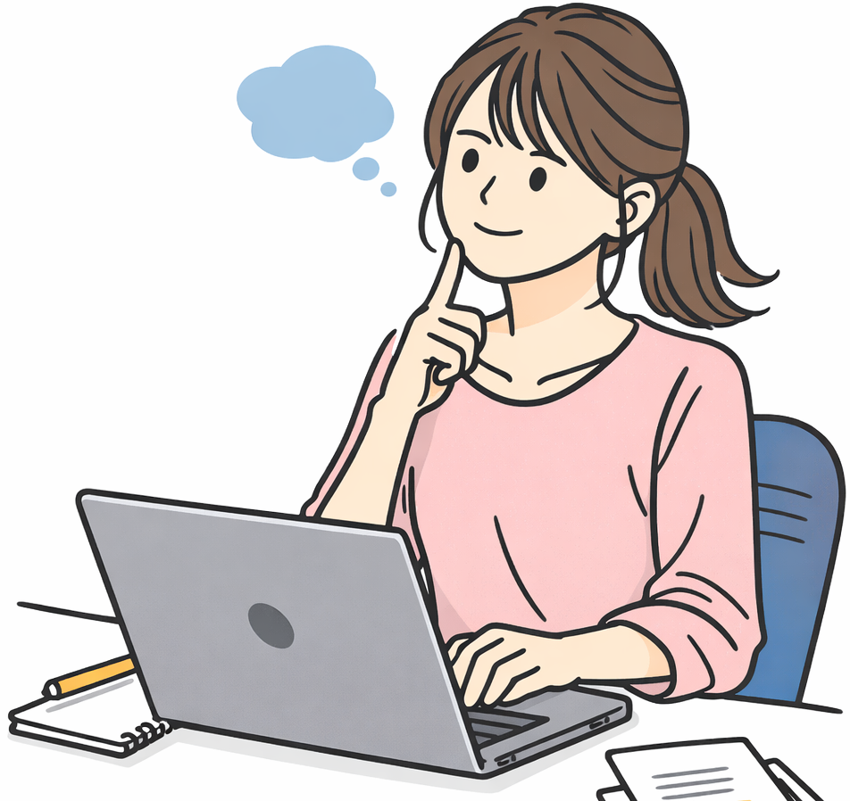 翌日の仕事を考えながらラップトップを使っている女性