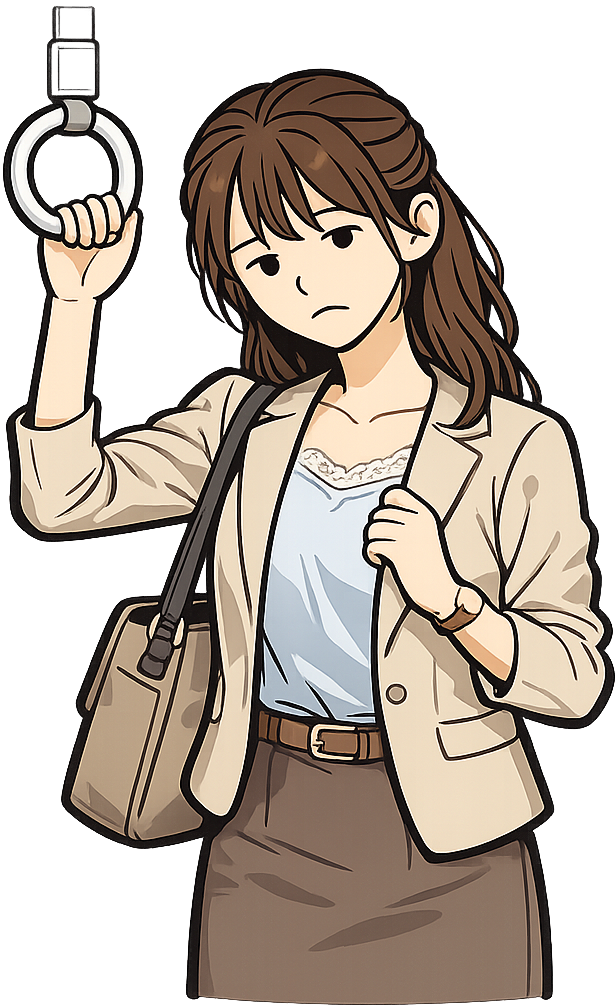 通勤に辟易している女性