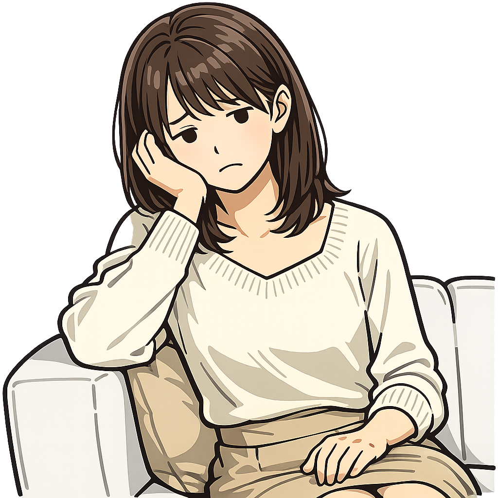 リビングのソファで疲れ切っている女性