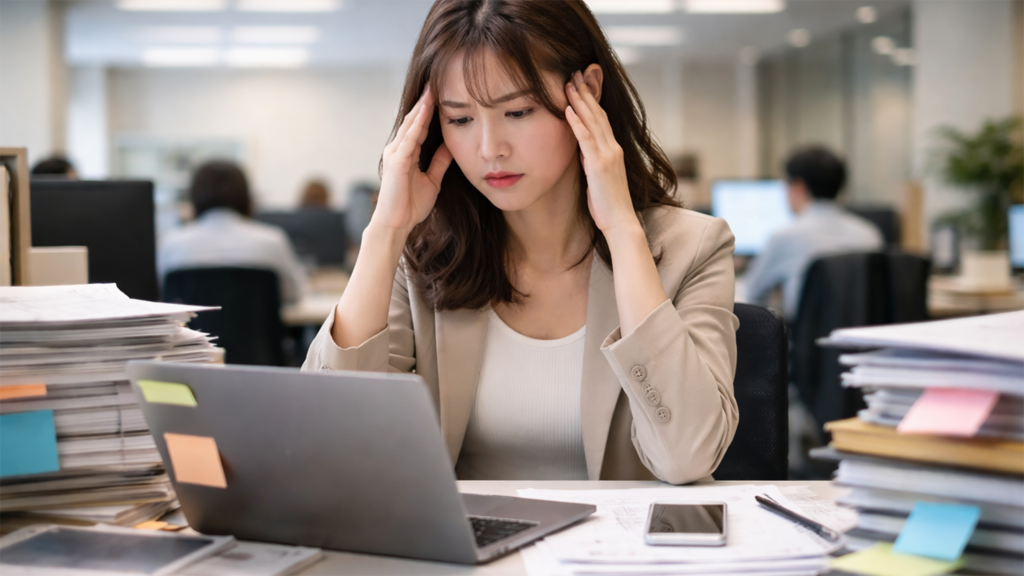 多忙で辟易している女性