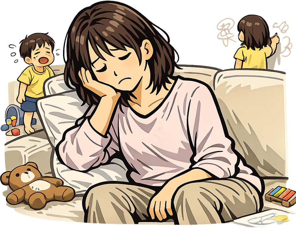 子育てに疲れ切っている女性