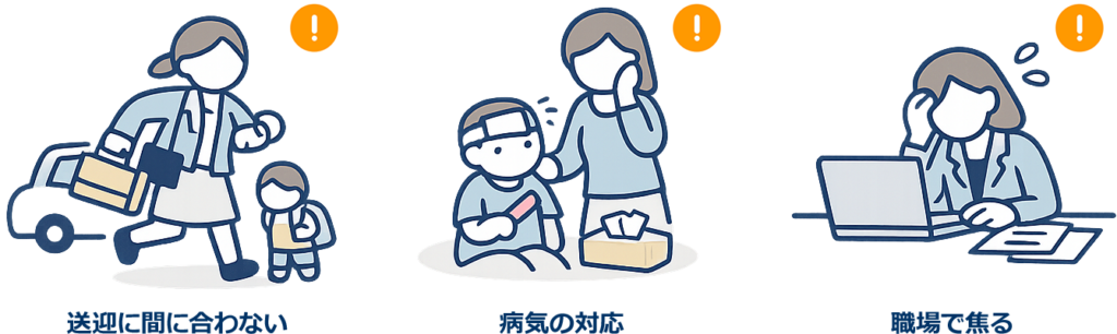 働く女性が困る場面イラスト