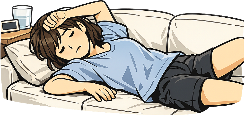 仮眠している女性イラスト