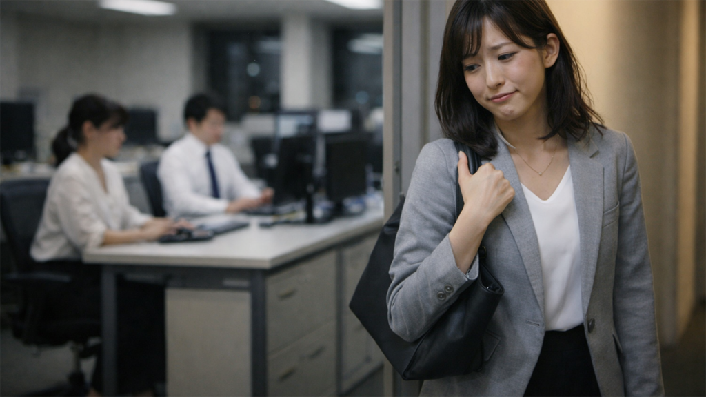  時短勤務退社する女性