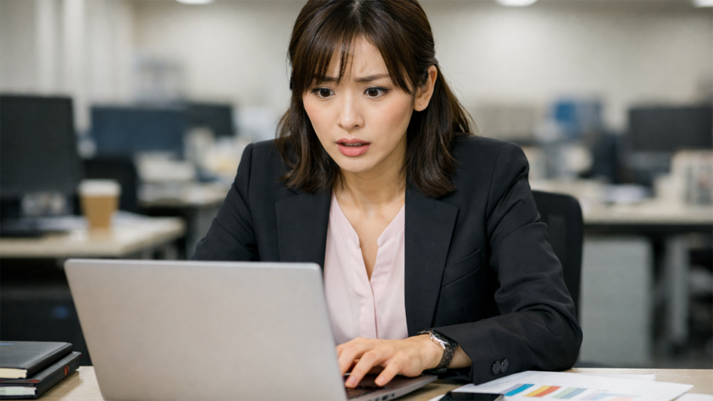 保育園のお迎えに間に合わないで焦っている女性