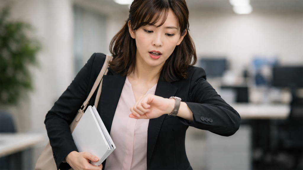 慌ただしく退社する女性