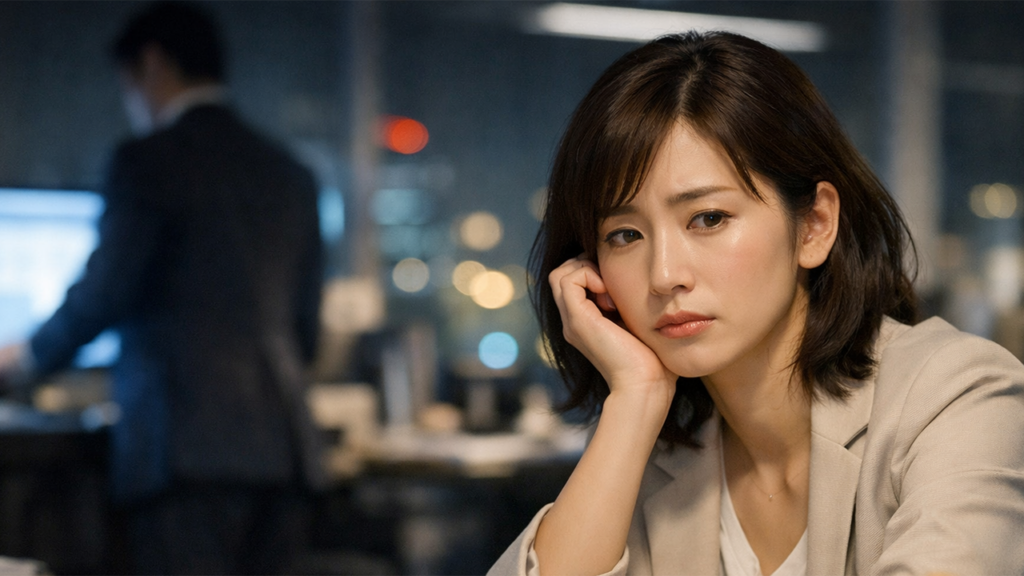 深夜残業に辟易している女性