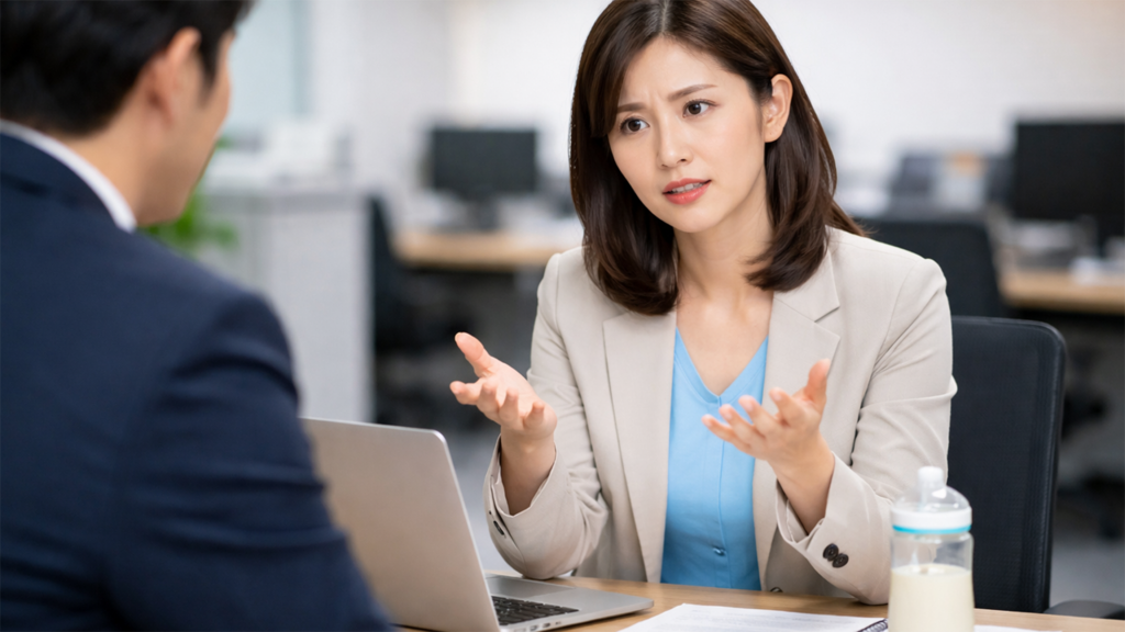 上司との話し合いをしている女性