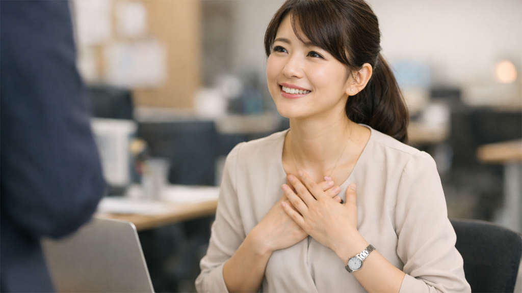 感謝を語る女性