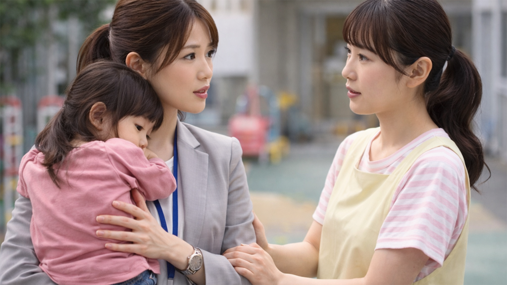 母親と保育士のやり取り