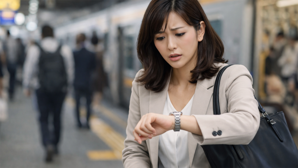 通勤の壁に阻まれている女性